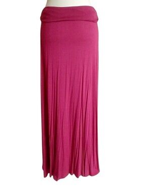 Fuchsia Fold-Over Waist Maxi Skirt